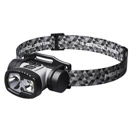 Cluzine - Dual Core LED Rechargeable Headlamp, Super Bright Long Range Head Light for Fishing Mining Cycling Outdoor Emergency - Black