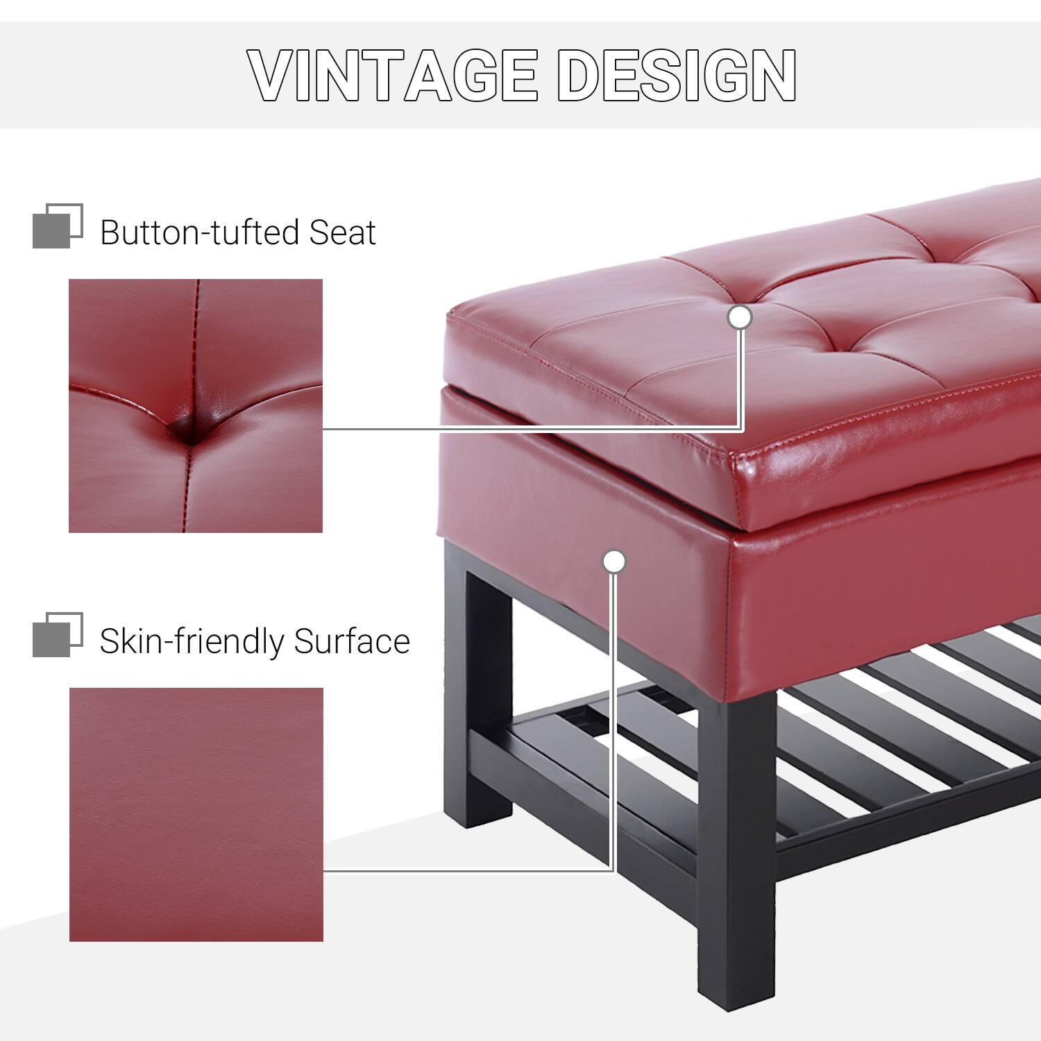 VINTAGE DESIGN

- Button-tufted Seat
- Skin-friendly Surface