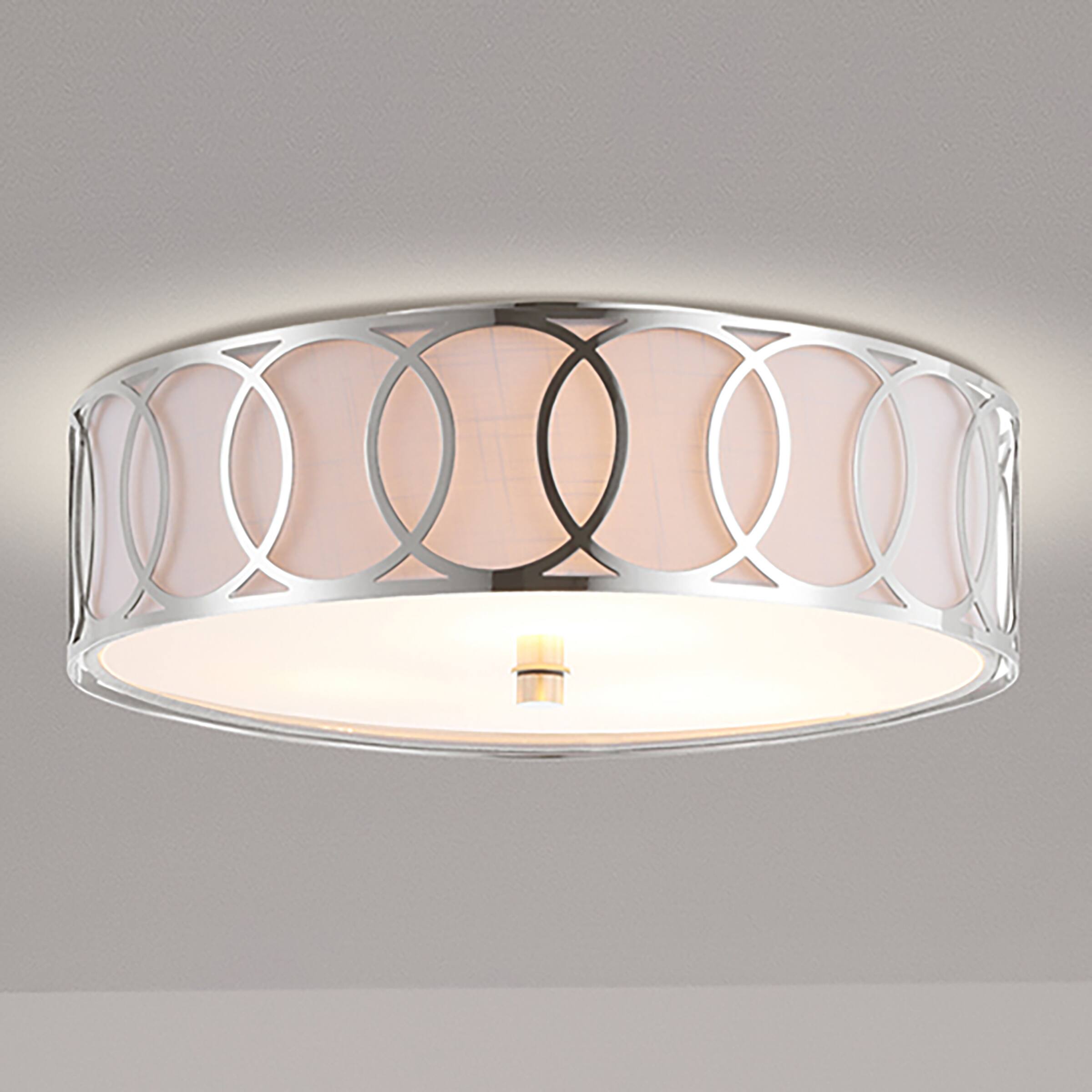 Alt View 1. Jonathan Y - Aria 3-Light 15.5" Metal LED Flush Mount, Chrome - Chrome.
