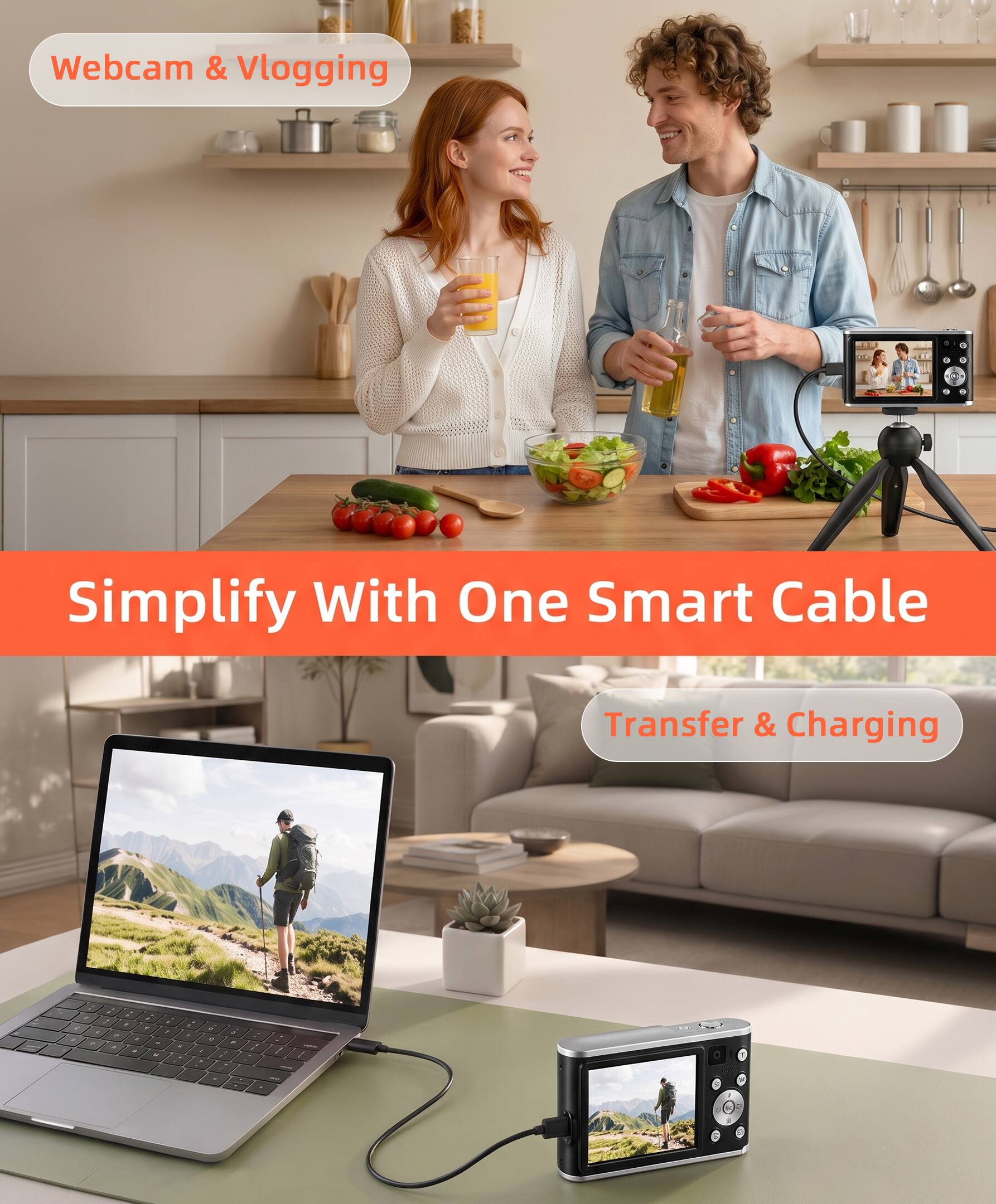 Webcam & Vlogging Simplify With One Smart Cable Transfer & Charging