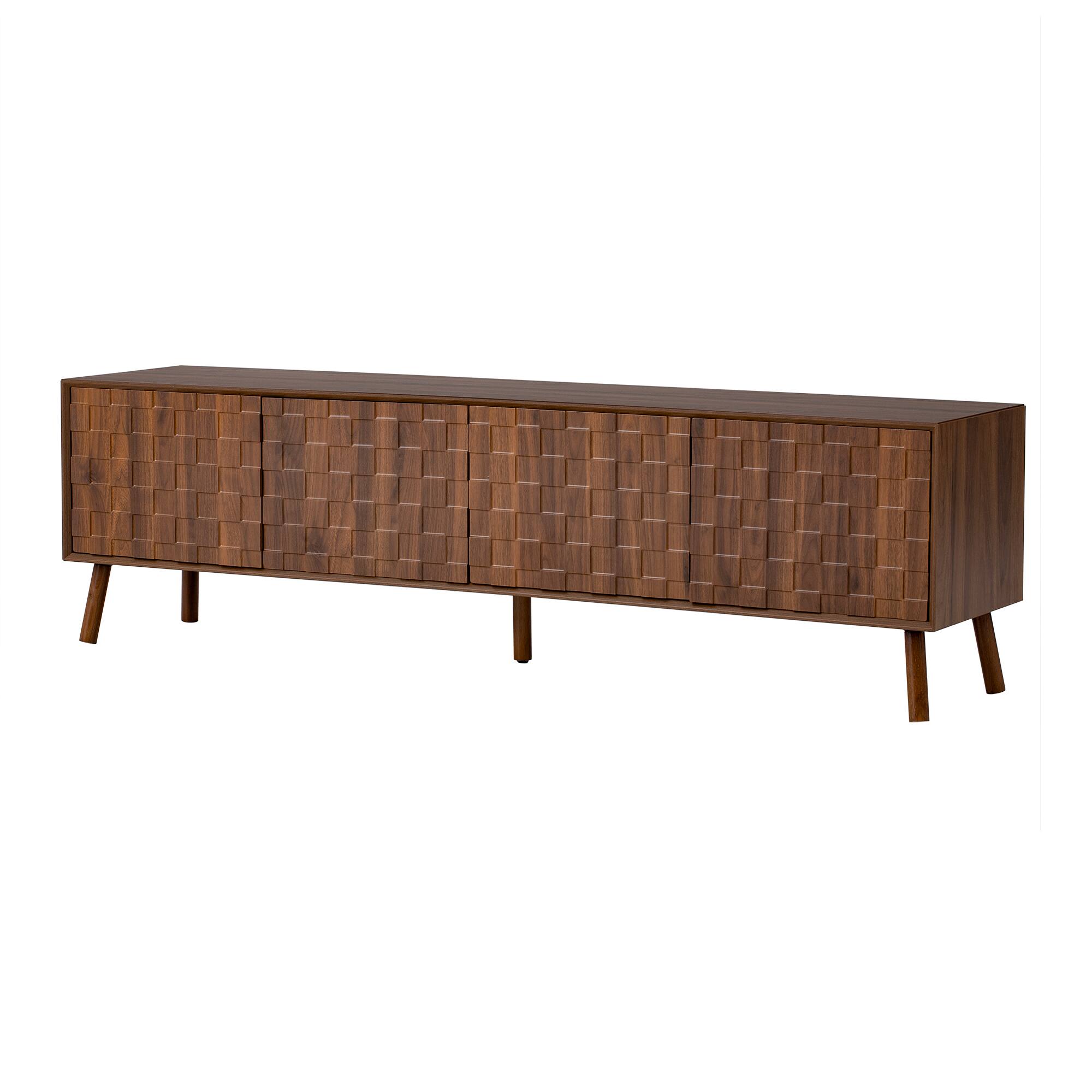 Alt View 5. MERAVOM - Mid-Century Modern TV Stand for TVs Up to 80", Entertainment Center with Storage Cabinets, Media Console for Living Room - Walnut.
