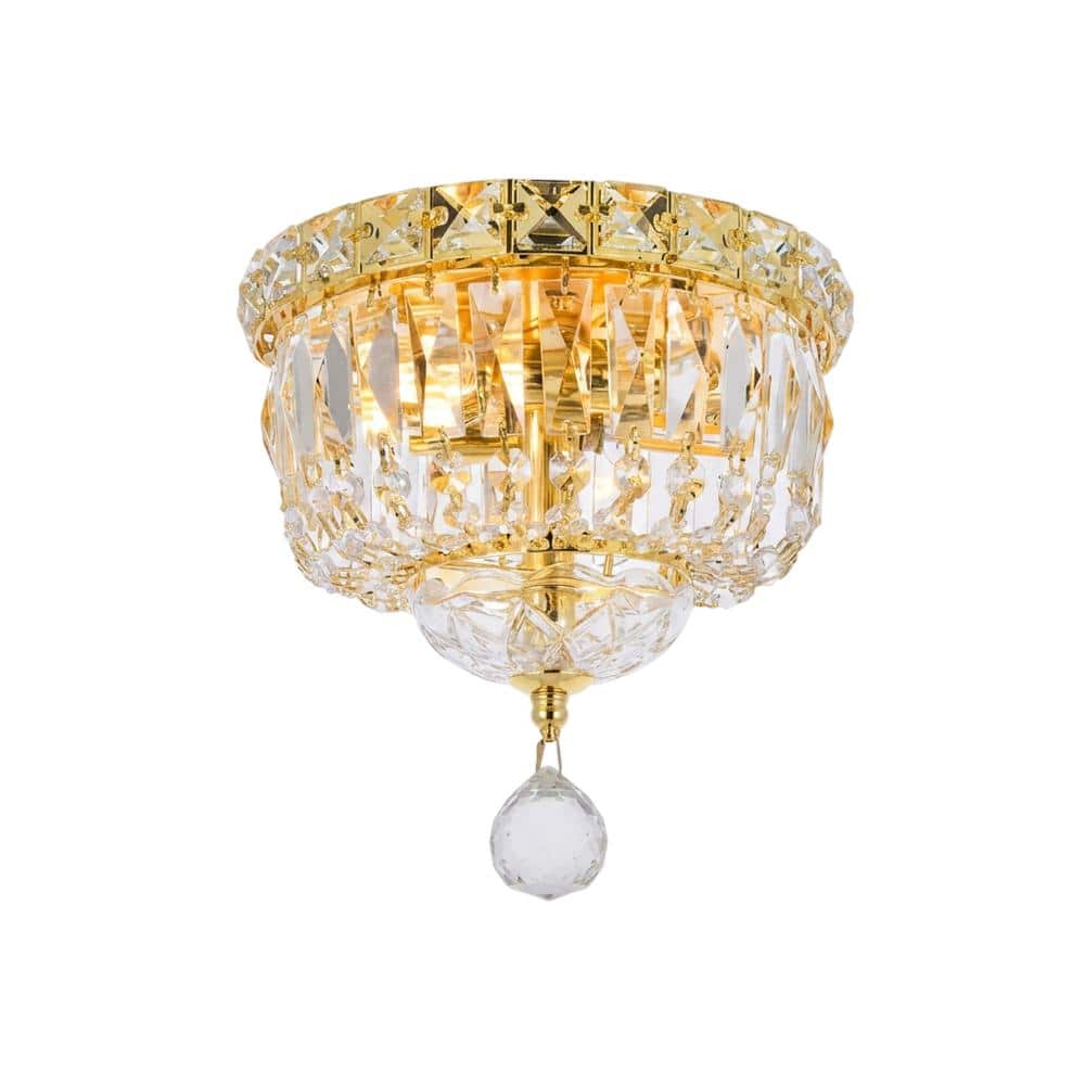 Elegant Lighting - Tranquil 2 light Flush Mount Clear Royal Cut Crystal - Gold