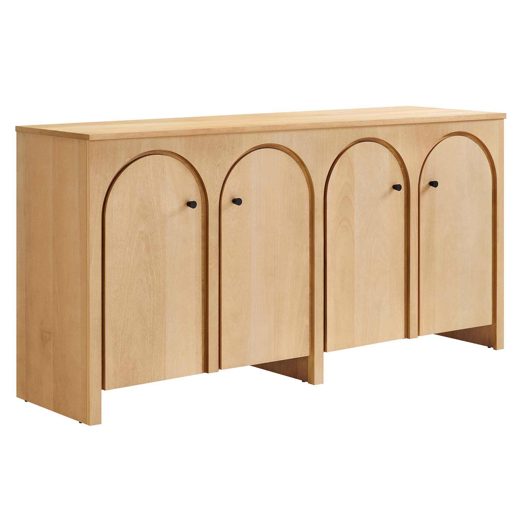 Angle. Modway - Appia Wood Grain 4-Door Sideboard Storage Cabinet by Modway - Oak.