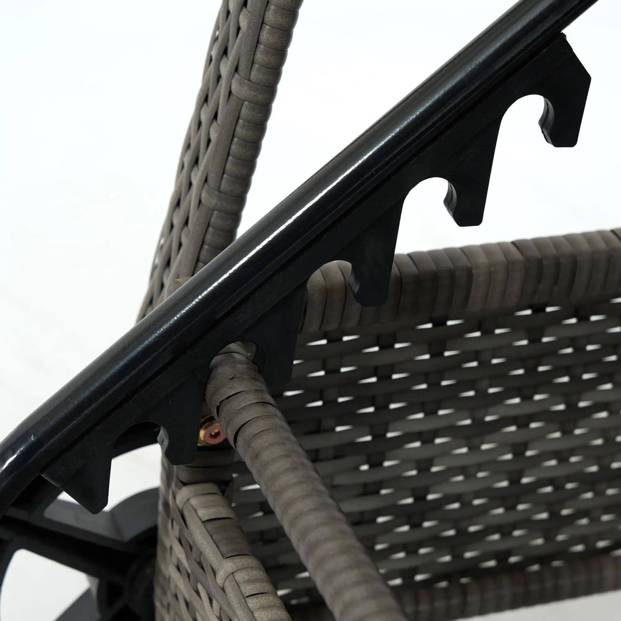 Back. Resenkos - Resenkos 2 Reclining Chaise Lounge Chairs, Outdoor Sectional Furniture, PE Rattan, Mixed Gray and Charcoal Black - Mixed Gray and Charcoal Black.