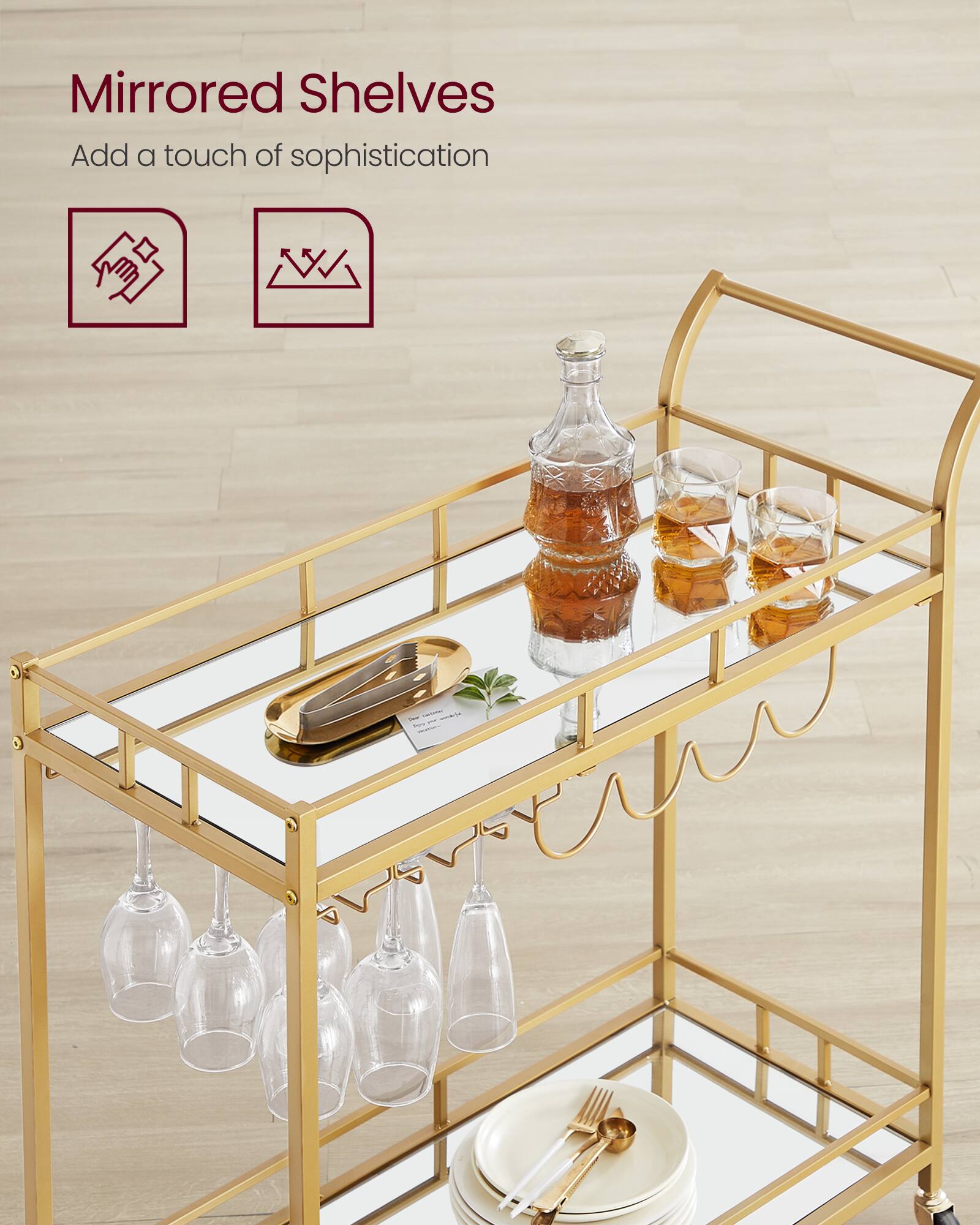 Mirrored Shelves  
Add a touch of sophistication