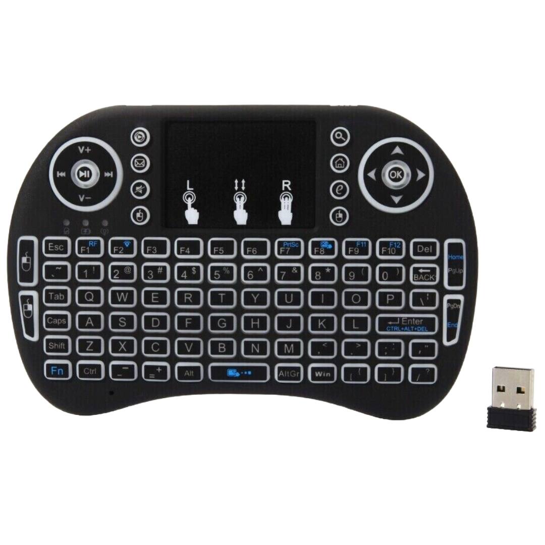 Sanoxy - Remote Control Touchpad Handheld Backlit Keyboard for Multi-Media PC, Smart TV, Android TV Box - Black