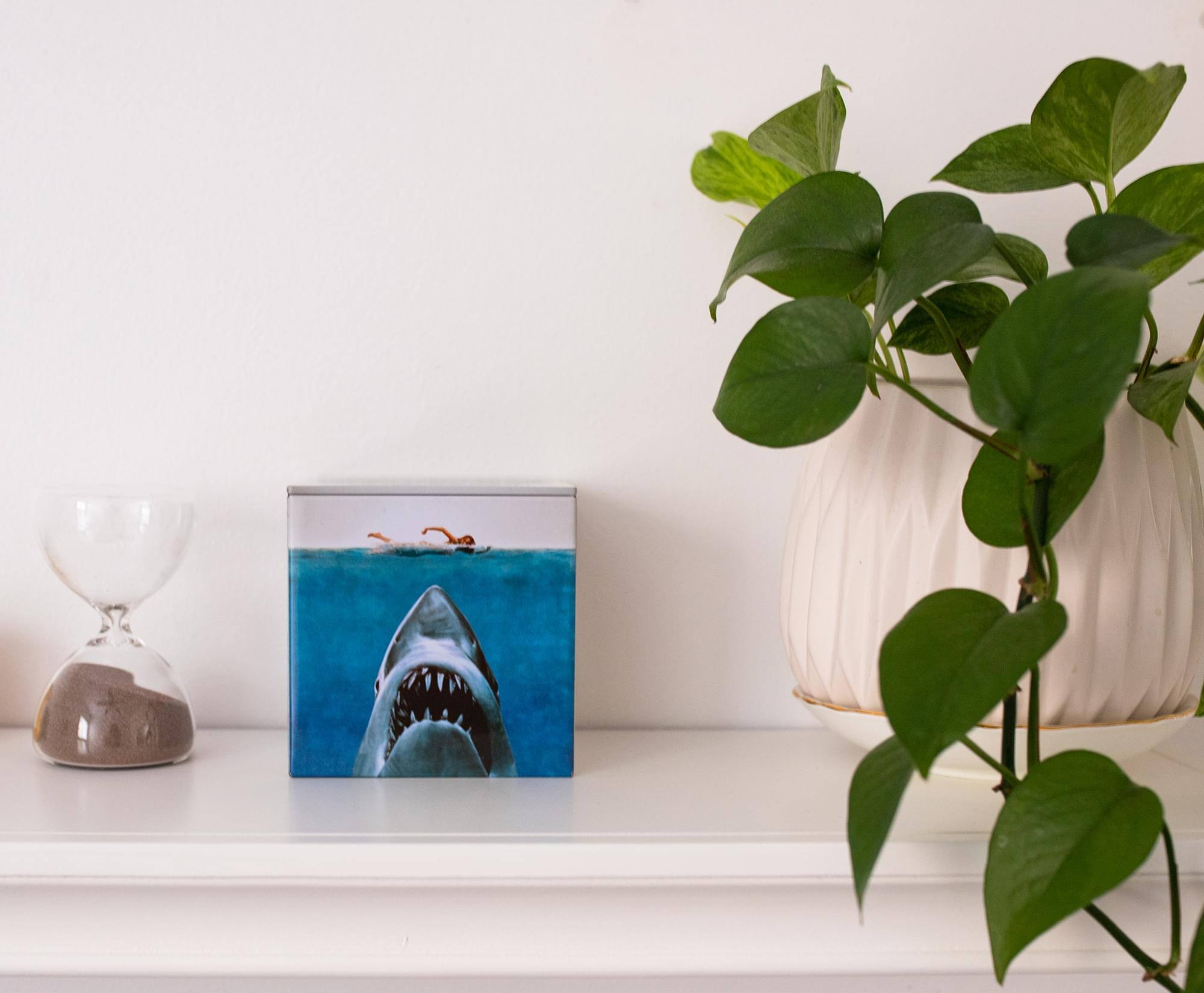 Alt View 4. Ukonic - JAWS Logo Tin Storage Box Cube Organizer with Lid | 4 Inches - Blue.