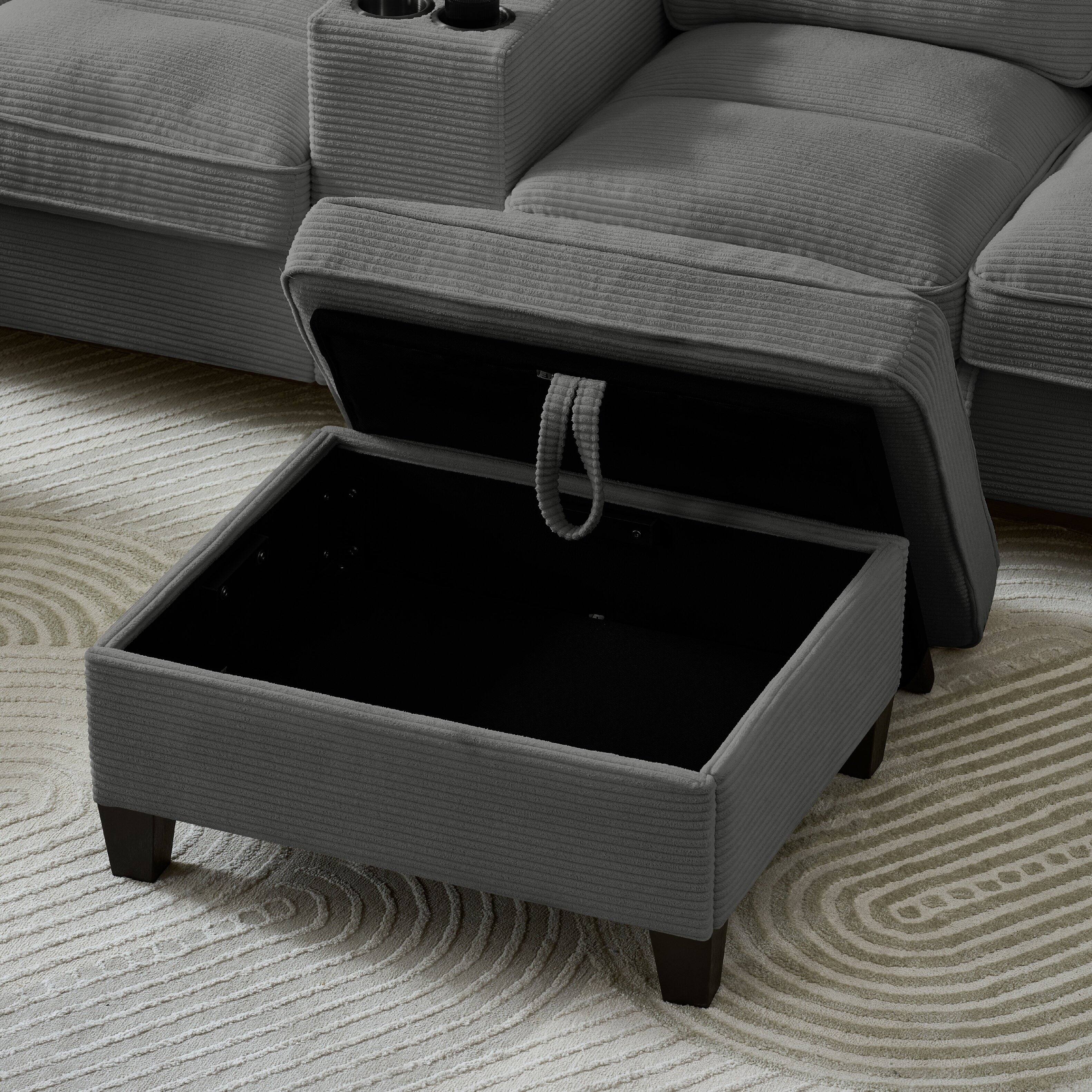 Alt View 2. Electra Tech Xpress - FREEHOMAE-117-inch corduroy U-shaped sofa - DARY  GRAY.