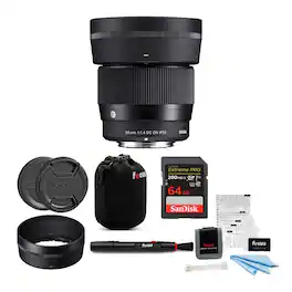 Sigma - 56mm f/1.4 DC DN Contemporary Lens for Sony E with 64GB Bundle