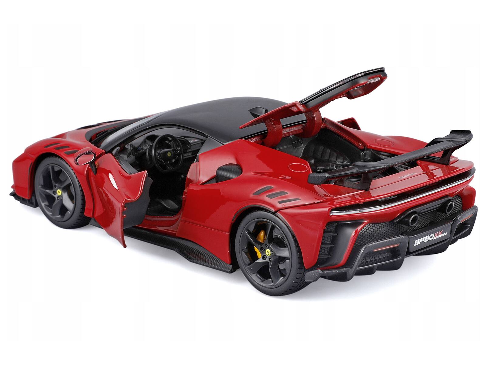 Left. Bburago - Ferrari SF90 XX Stradale Red with Black Top "Race and Play" Series 1/24 Diecast Model Car by Bburago - Red with Black.
