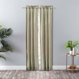 Ellis Curtain - Lisa Solid Poly Cotton Duck Fabric Tailored Panel Pair with Ties 56" x 63" - Mist