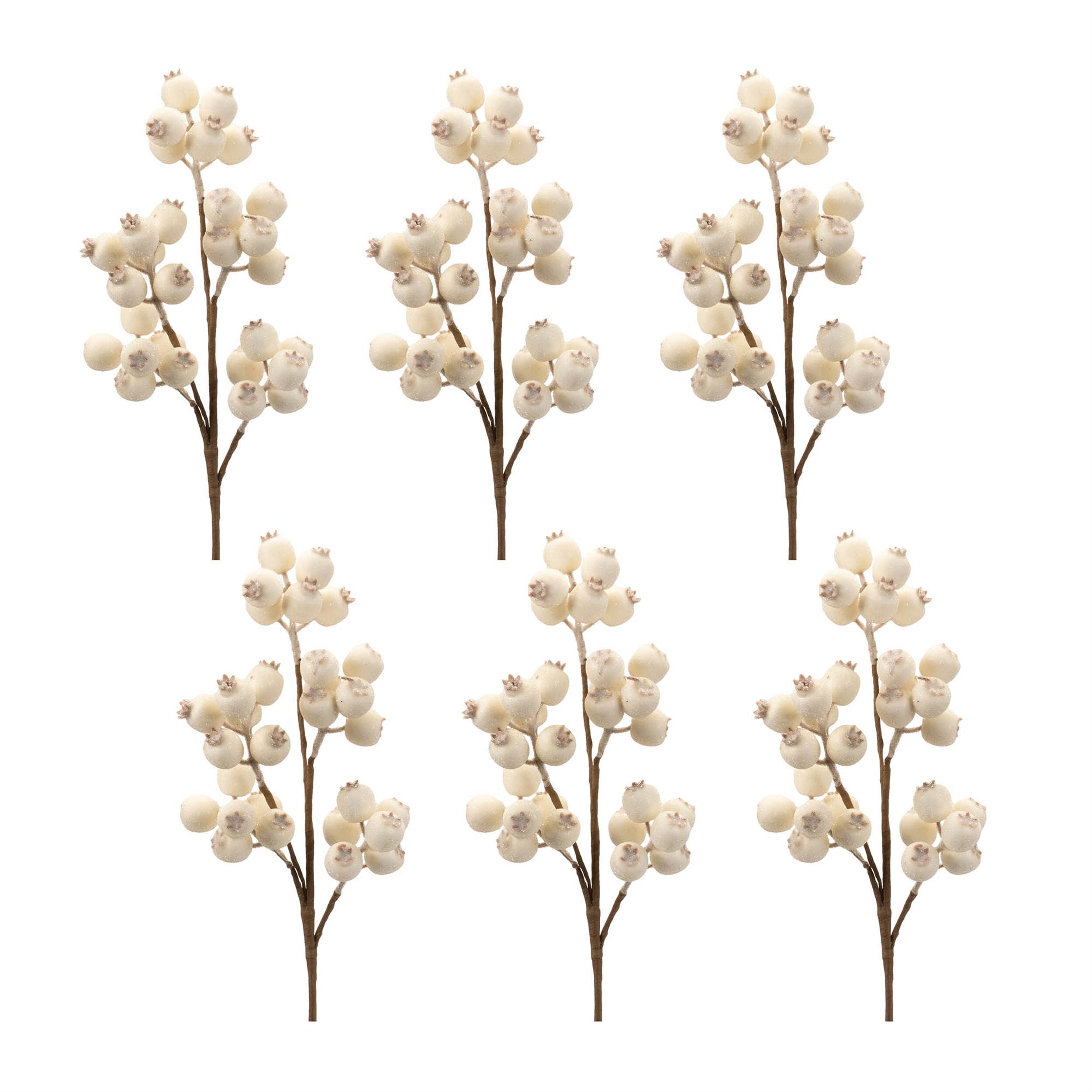 Left. BreeBe - Beaded Berry Spray (Set of 6) - Beige, Brown.