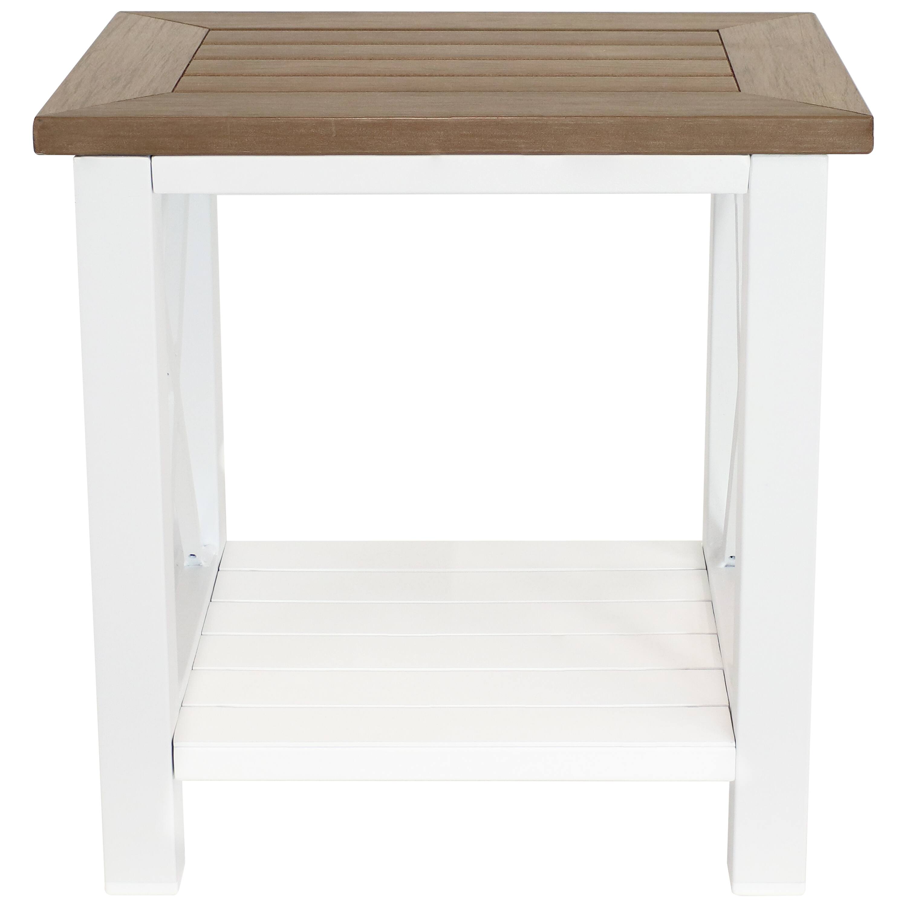 Alt View 7. Sunnydaze - 17.25 in Polystyrene Corner Stool with Storage Shelf - Farmhouse - White.