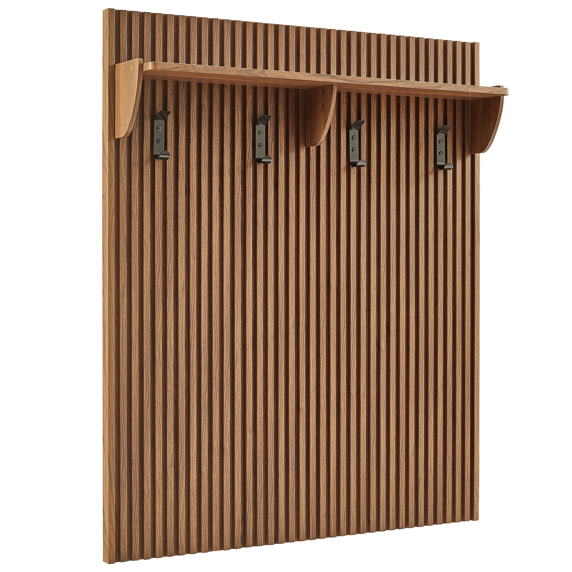 Alt View 4. Modway - Render Fluted 3-in-1 Hall Tree With Storage Bench and Coat Rack by Modway - Walnut.