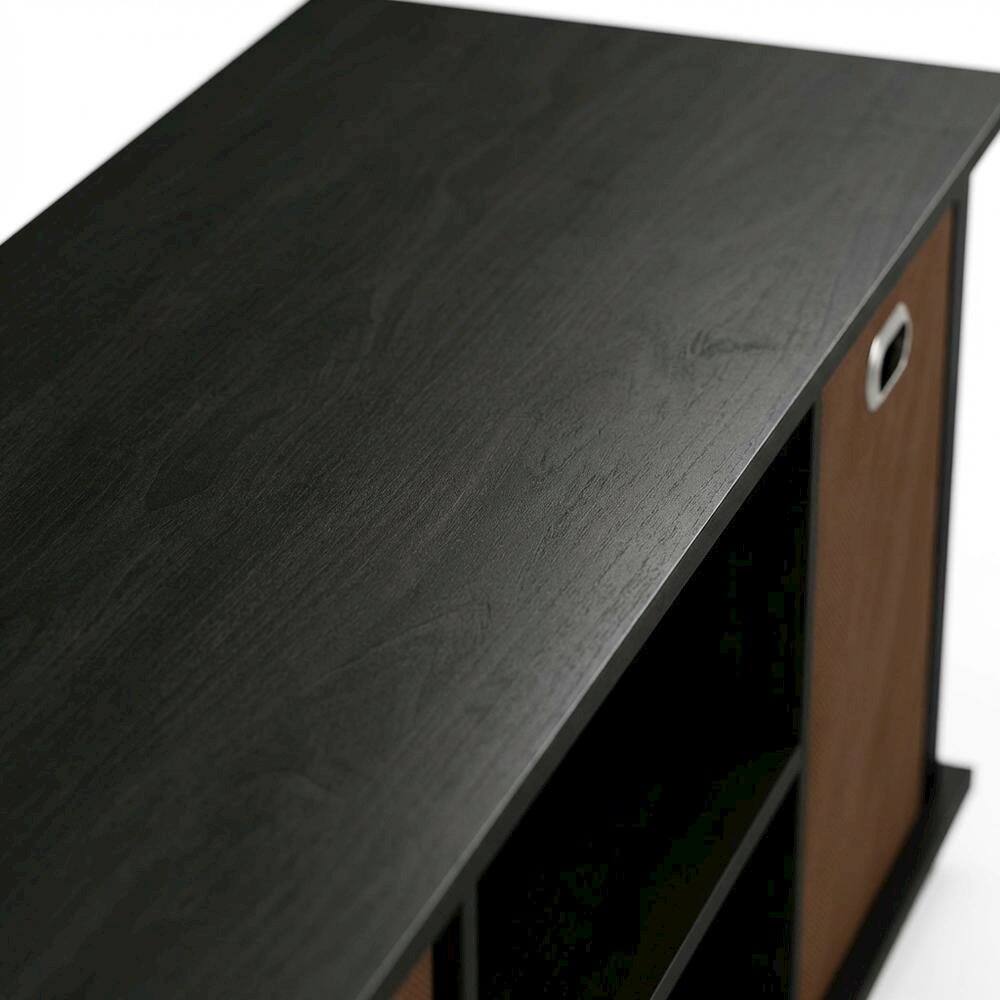 Alt View 1. FurniFact - Engineered Wood Entertainment Center with Storage Bins in Americano - Americano/Black/Medium Brown.