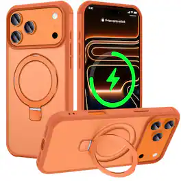 Dteck - for Apple iPhone 18 Pro Max Slim Translucent Matte Case with Magnetic Invisible Stand ,Compatible with Mag Safe - Orange