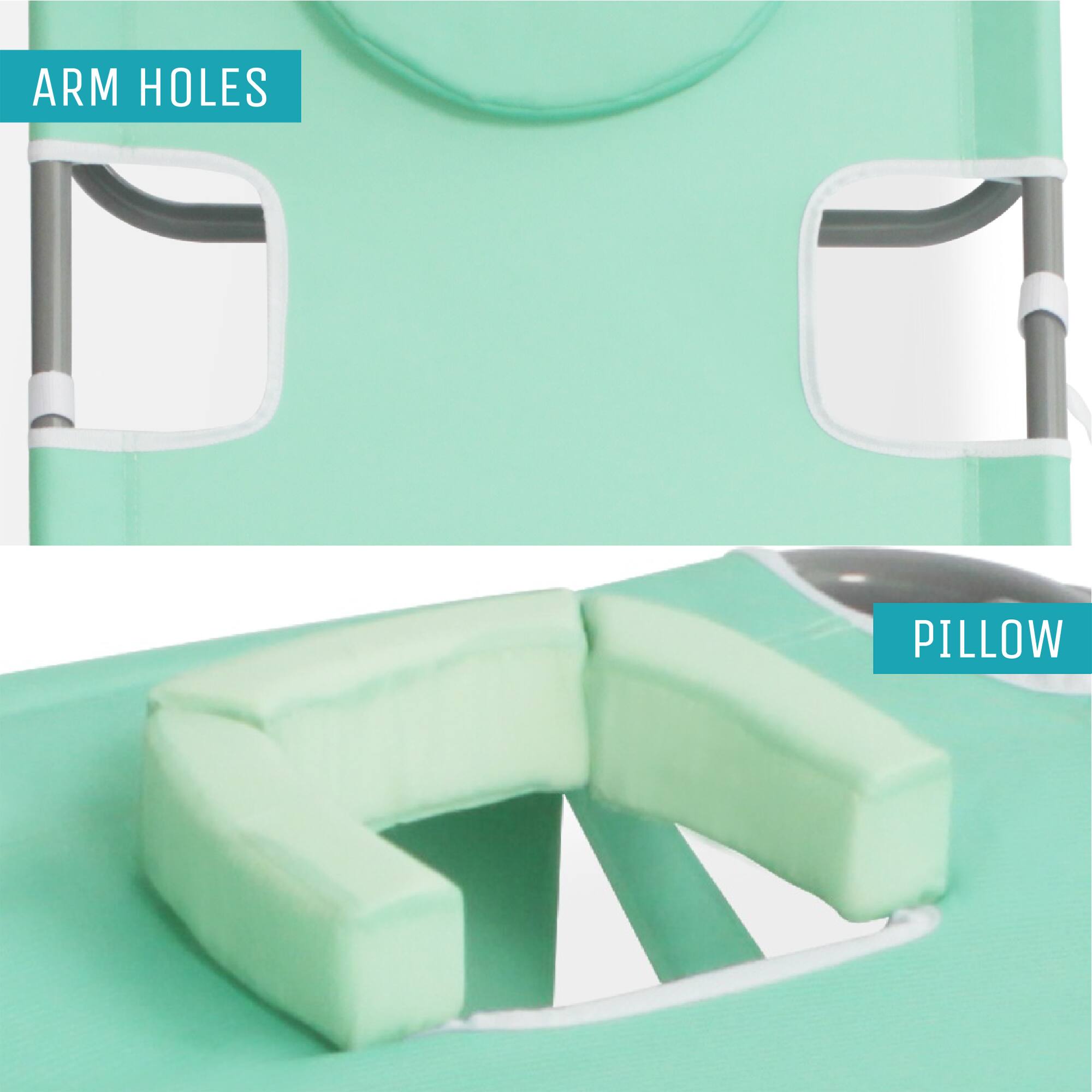 ARM HOLES  
PILLOW