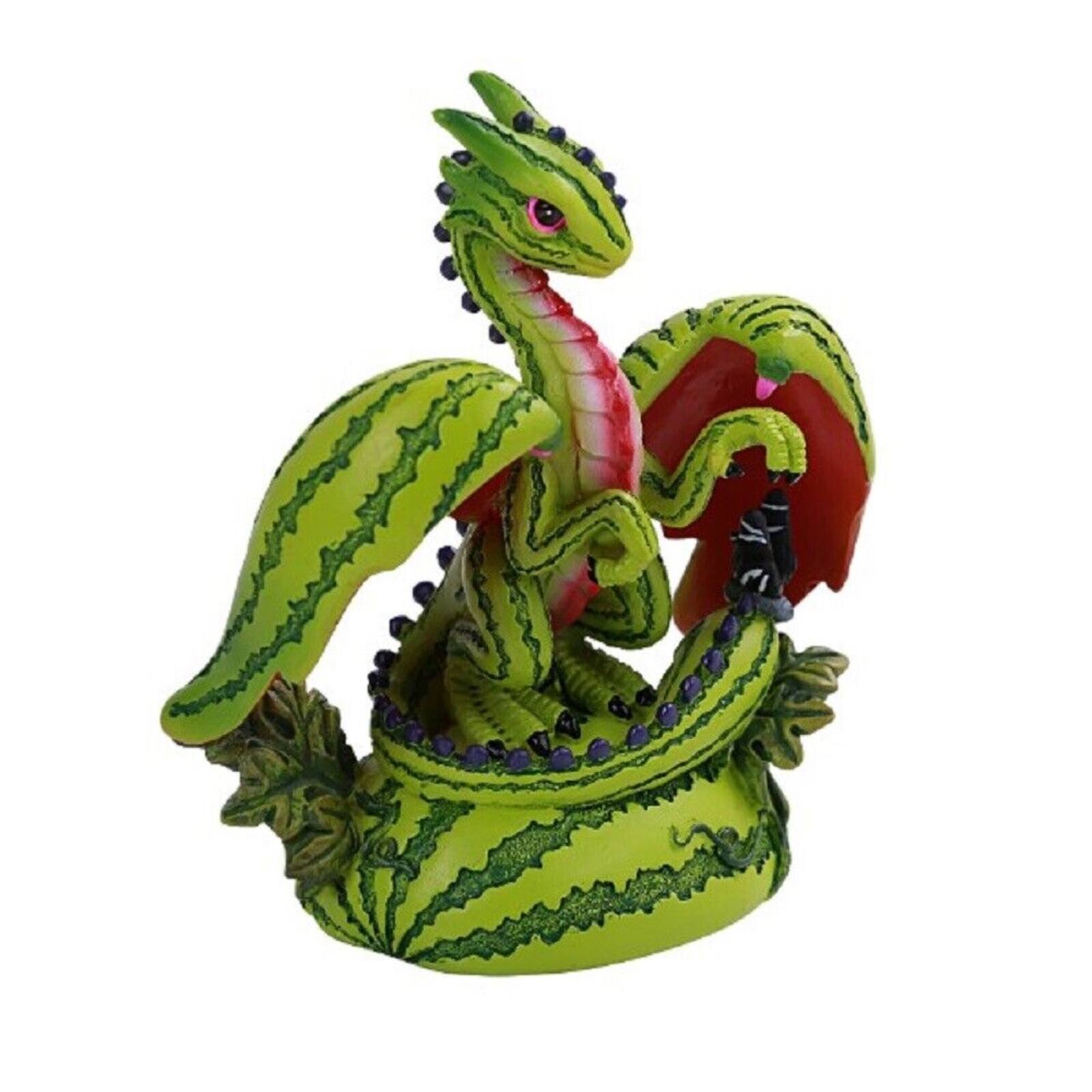 Front. Pacific Trading - Colorful Garden Tropical Watermelon Green Thumb Dragon Statue 4.8 inch by Stanley Morrison.