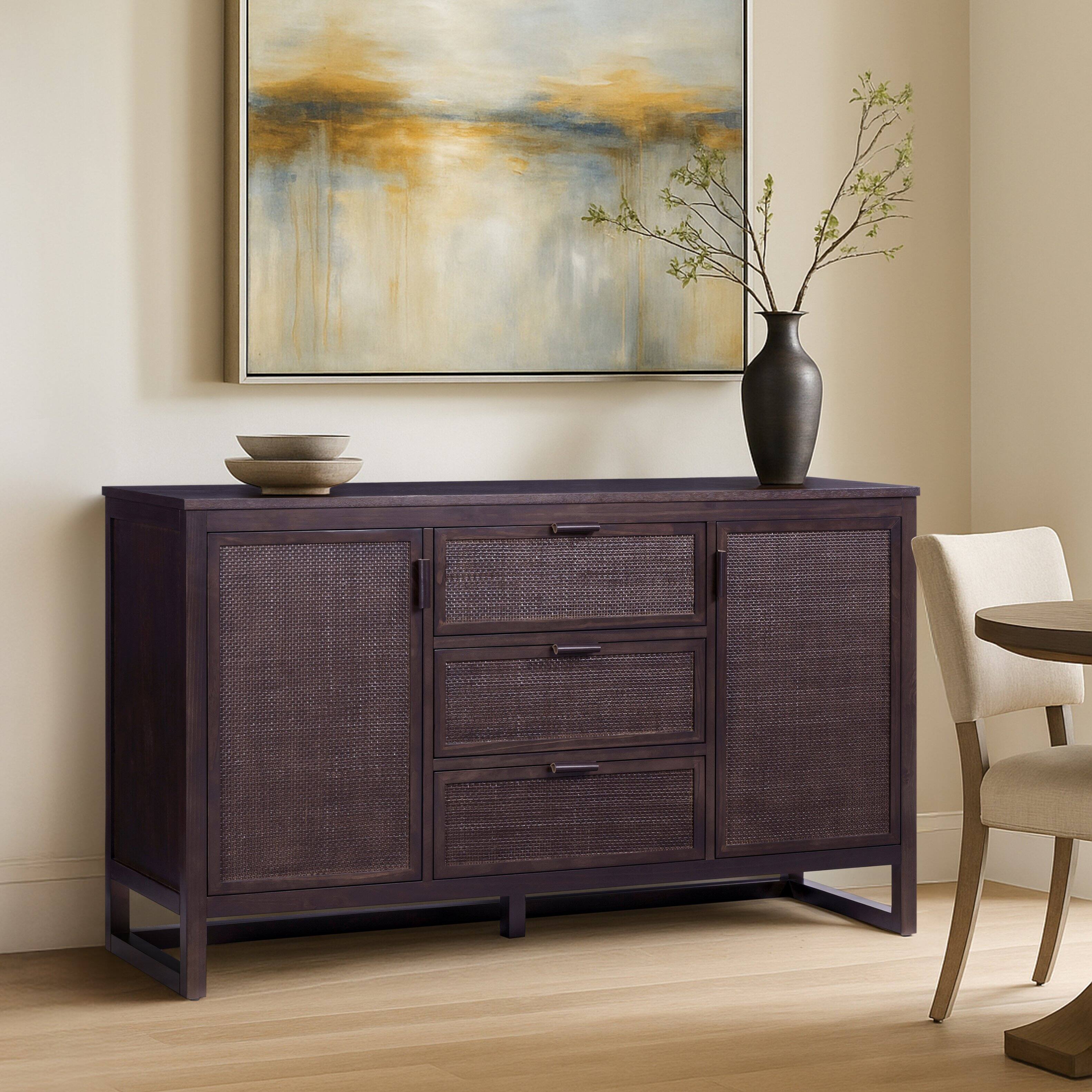 Front. Teamson Home - Teamson Home Hatteras Sideboard with 3 Drawers and 2 Doors, Espresso - Black.