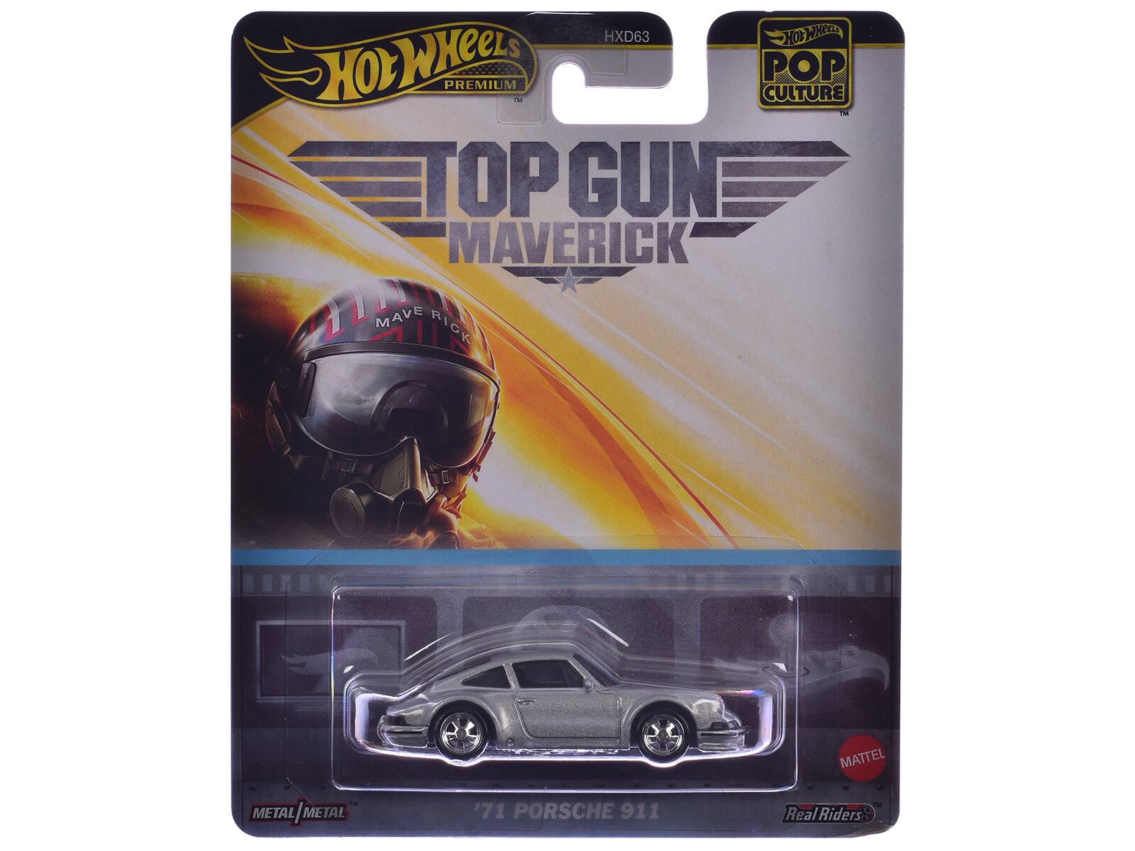 HXD63 HOT WHeeLs PREMIUM POP 2 CULTURE - TOP GUN MAVERICK MATTel METAL METAL METAL '71 PORSCHE 911 Real Riders