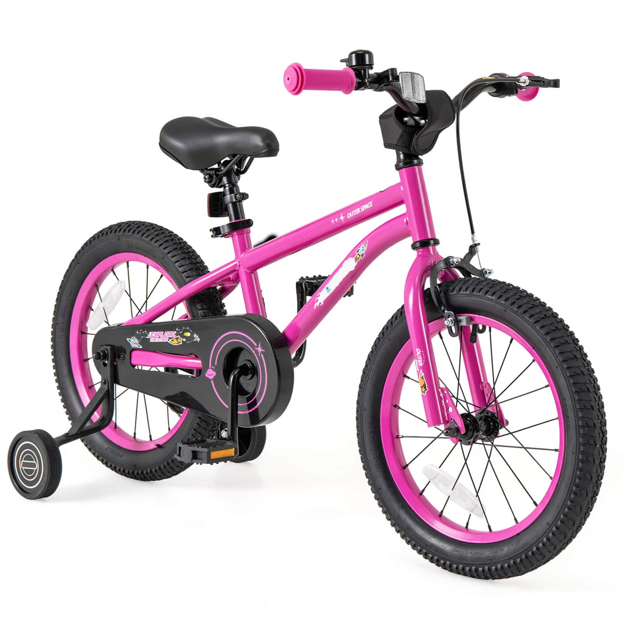 Costway - 16-Inch Kid's Bike for 4-7 Years Old with Adjustable Saddle & Anti-slip Handlebar - Pink