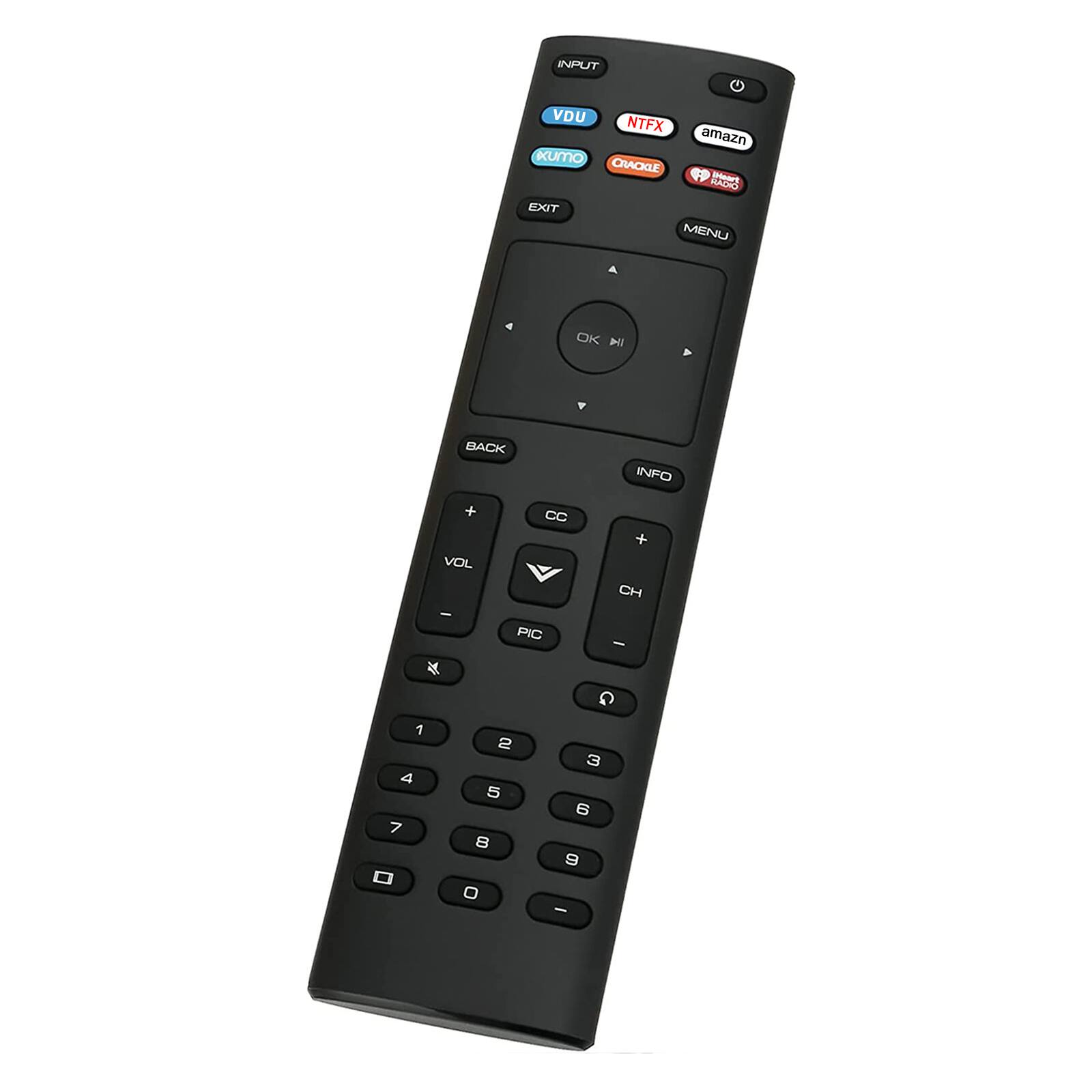 INPUT VDU NTFX amazn kumo CRACKLE -as BLAUO EXT MENU OK BACK INFO + VOL CC + CH - PIC - C 1 2 3 4 S 6 7 B = 0 -