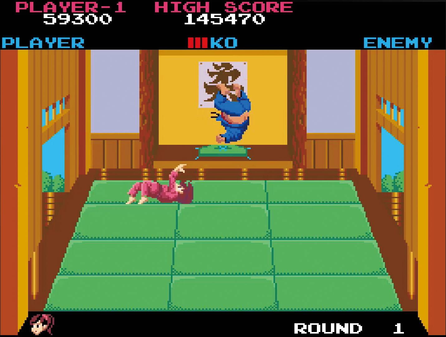 PLAYER-1  
59300  

HIGH SCORE  
145470  

PLAYER  
ENEMY  

ROUND 1