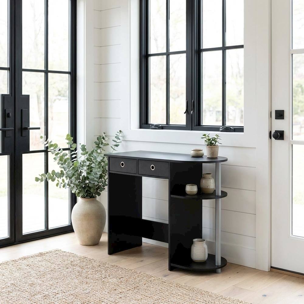 Angle. BisonOffice - Black and Grey Computer Desk with Spacious Surface and Modern Design - Black/Grey/Black.