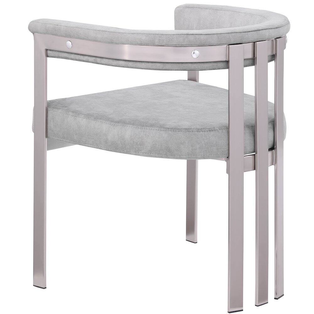 Alt View 4. Meridian Furniture - Marcello Grey Velvet Dining Chair, Set of 2 - Grey.