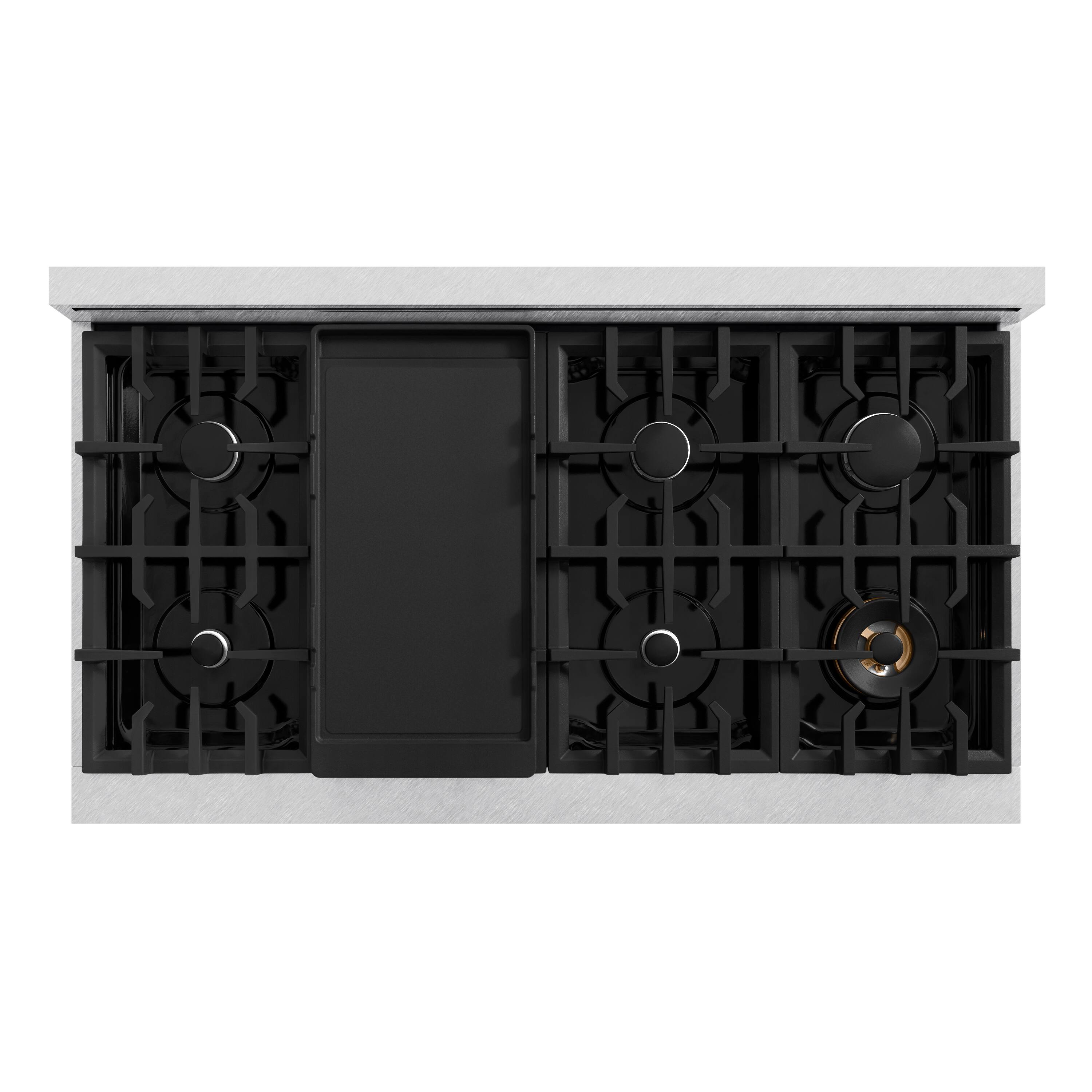 Alt View 1. ZLINE - ZLINE 48 in. 6.7 cu. ft. Freestanding Classic Satin Steel Gas Range w/ 8 Burner Cooktop & Black Matte Doors - Black Matte.
