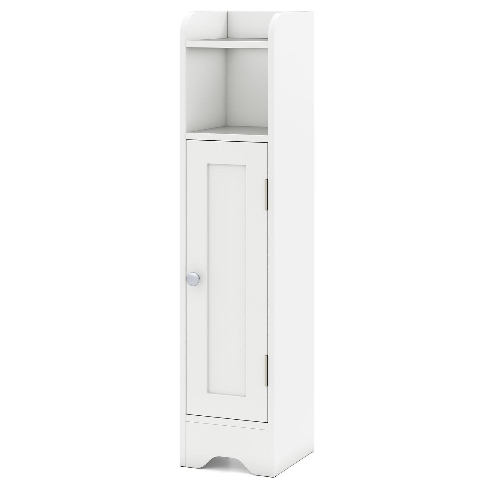 Alt View 9. Costway - Costway Bathroom Storage Cabinet with Door Toilet Paper Holder Stand for Small Spaces White - White.