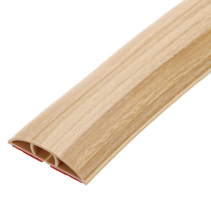 Front. Unique Bargains - 3.3ft Floor Cord Cover, Self Adhesive Cord Hider 0.47" W x 0.3" H for Cable Management & Protector - Beige Wood.