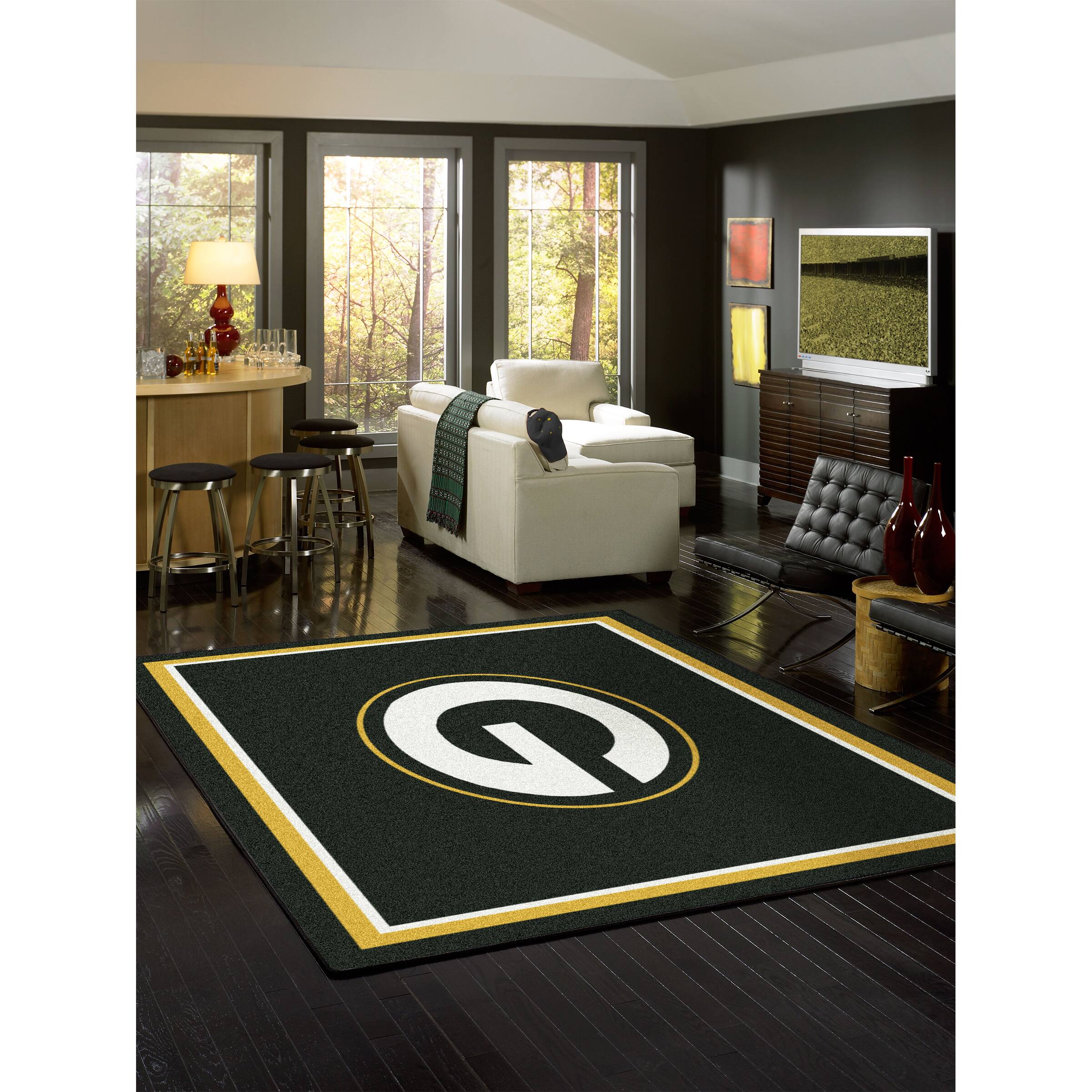 Alt View 1. Imperial - Green Bay Packers 5'4'' x 7'8'' Spirit Rug - Black.