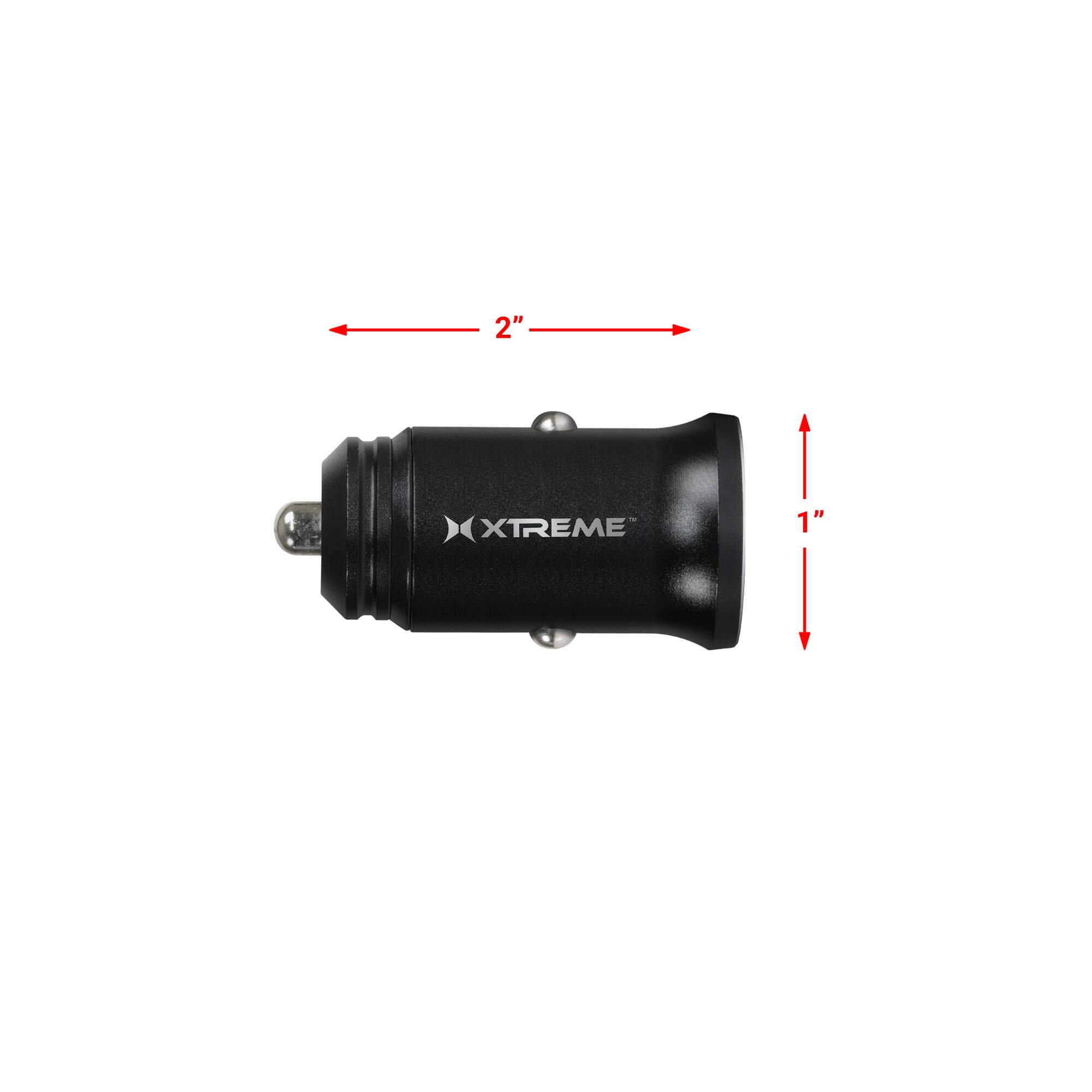 Alt View 2. Xtreme - Xtreme Power Pro Series 36W Dual Port High-Speed Power Delivery USB-C & 18W Quick Charge USB-A Adapter Car Charger - Black.