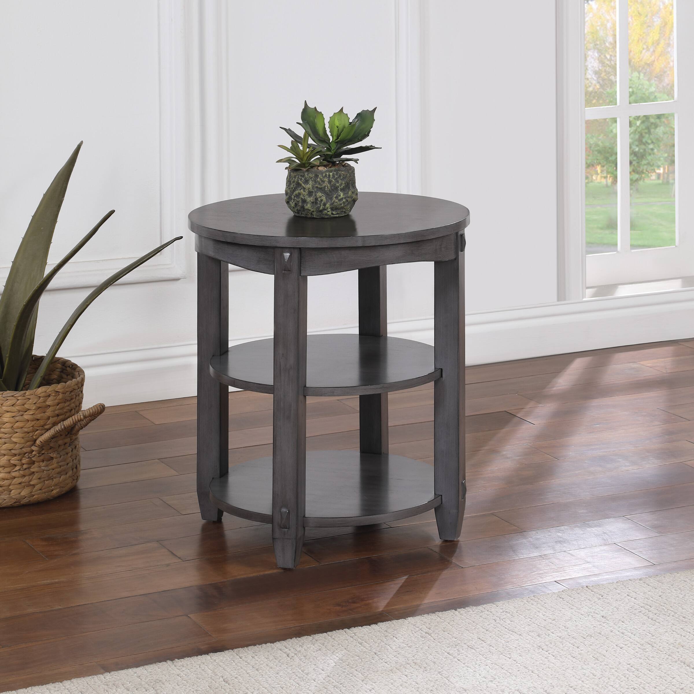 Alt View 2. OSP Home Furnishings - Lane 3-Shelf Round End Table - Slate Grey.