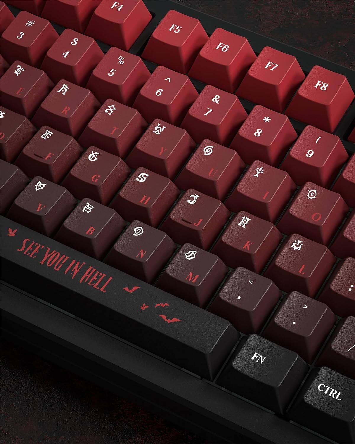 F4 3 S 4 % 5 E A + R T G V  SEE YOU IN HELL

F5 F6 ^ 6 & 7 W A Y S U H J N M

F7 8 I K > ,

F8 ( 9 L >

FN

CTRL