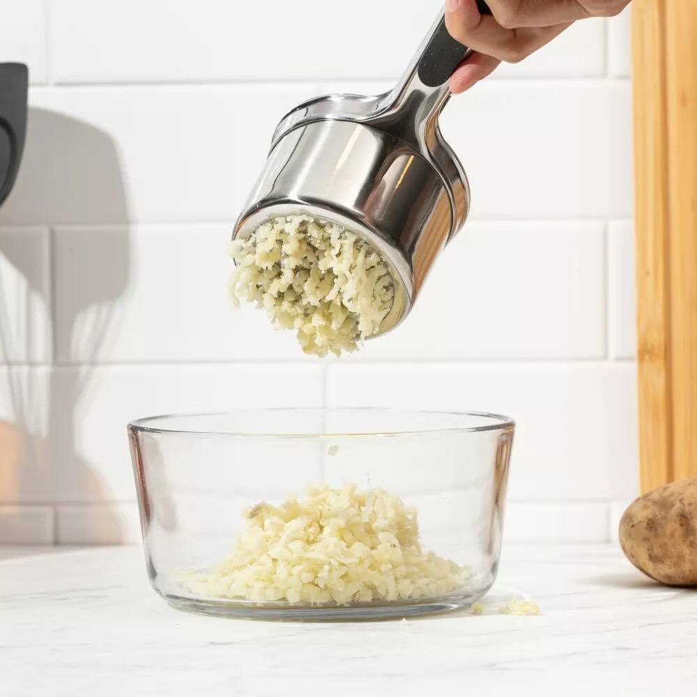 Alt View 4. Luminuxe - 15oz Potato Ricer, Heavy Duty Stainless Steel Potato Masher and Ricer, Nonslip Handle.