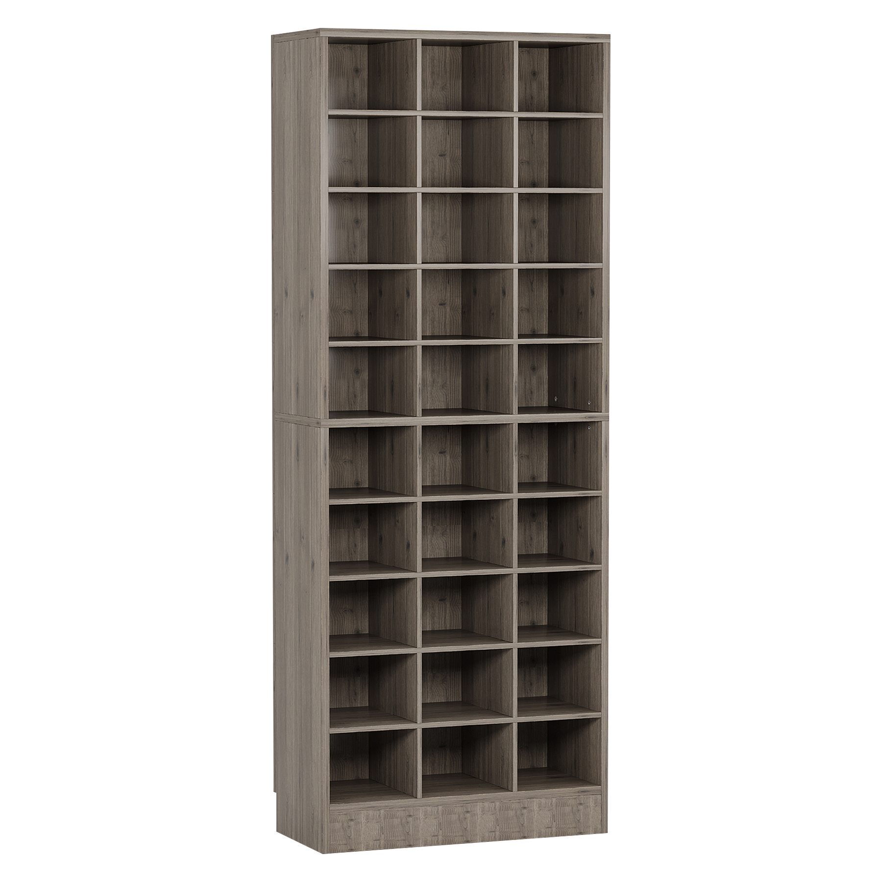 Angle. TinyHomie - 25.6 Inches 10-Tier Grey Wooden Shoe Storage Cabinet Modern 30-Cubby Wooden Shoe Rack Organizer - Grey.