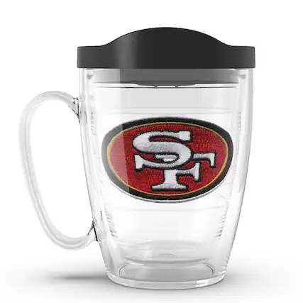 Front. Tervis - San Francisco 49ers 16oz. Emblem Classic Mug with Lid - Multicolor.