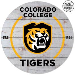 Jardine - Colorado College Tigers 20'' x 20'' Indoor/Outdoor Weathered Circle Sign - White