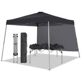 Ainfox - 10x10 Pop Up Canopy Tent with 1 Side Wall, Slant Legs with Carrying Bag,Folding Gazebo Shelter - Black