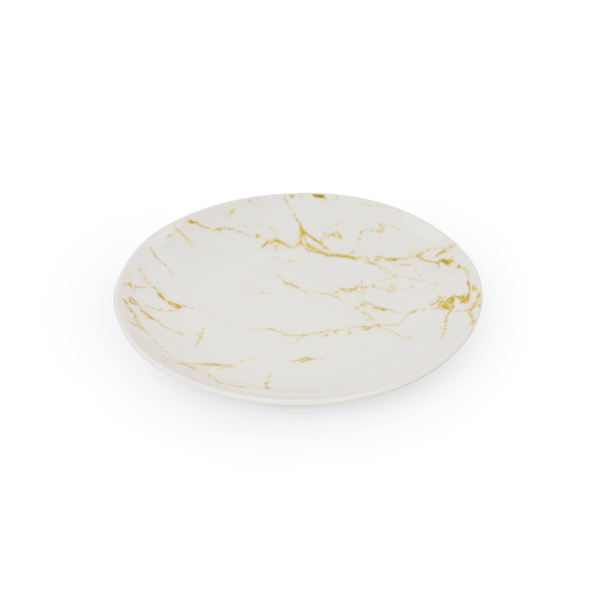 Alt View 5. Elama - Elama Fine Marble 16 Piece Stoneware Dinnerware Set in Gold and White - Gold and White.