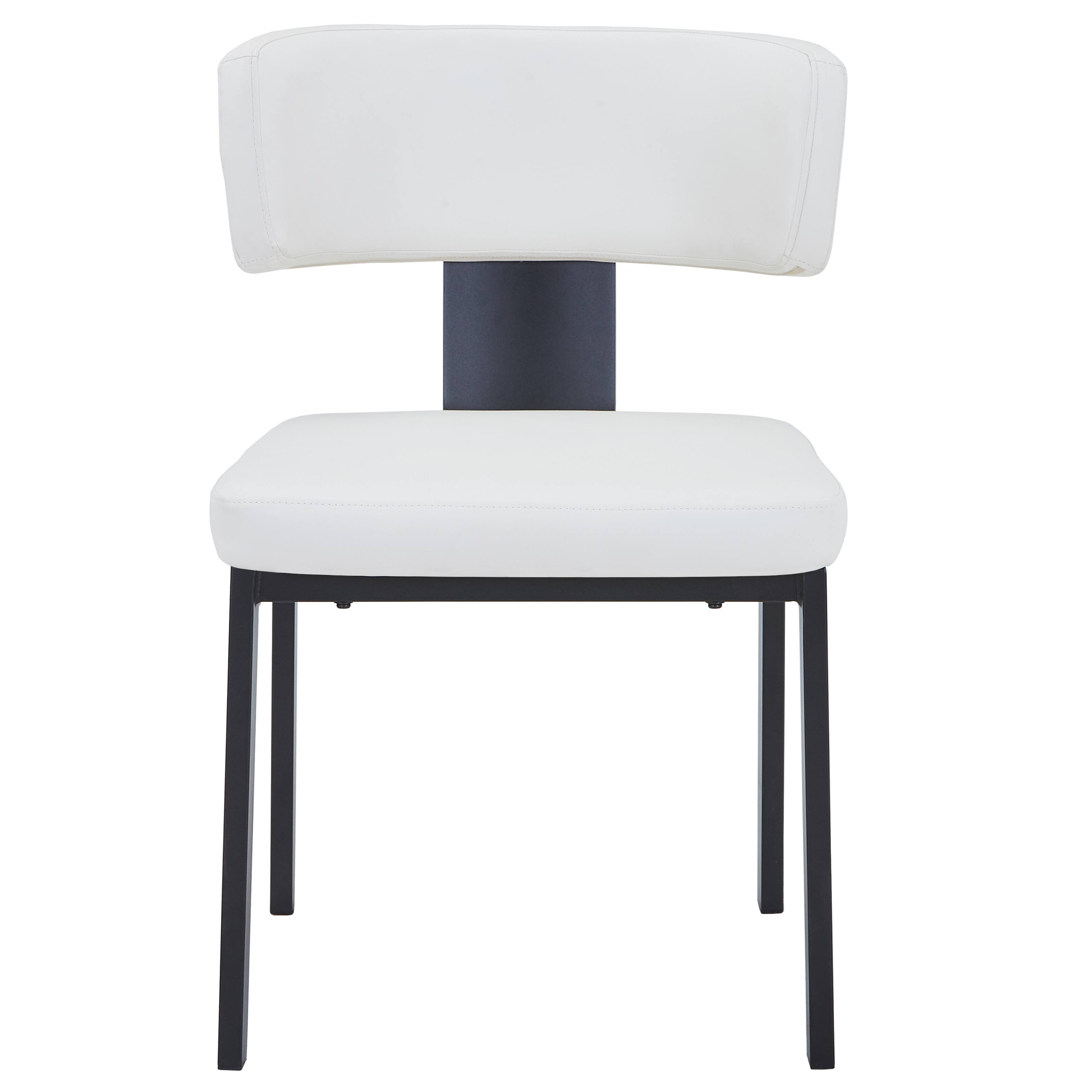 Alt View 2. LeisureMod - Teres Leather Dining Chair, Ergonomic Mid-Century Modern Kitchen Accent Chair, Steel Legs - White.