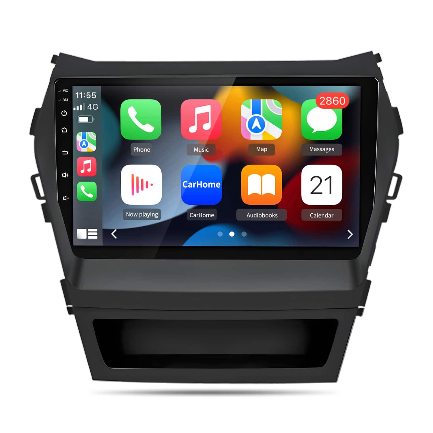 Junsun - 9 Inch 8 Core carplay 4+64GB Android 15 Car Stereo Radio GPS Navi WIFI SWC RDS DSP FM BT For Hyundai Santa Fe 2013-2016 - Black