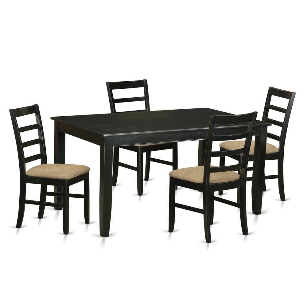 Back. East West Furniture - DUPF5-BLK-C 5 PcKitchen Table set for 4-Dining Table and 4 Kitchen Dining Chairs - Black.