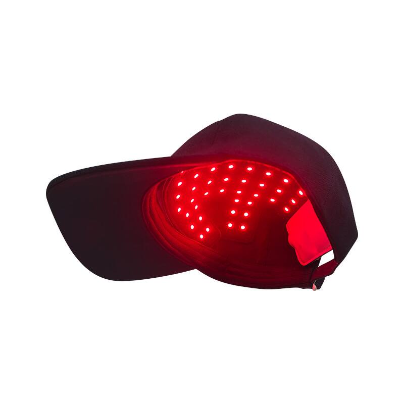Back. Morfone - 56 LED light beads Infrared Light Therapy Cap. Portable red light hair growth cap for use at home or while out. - Black.