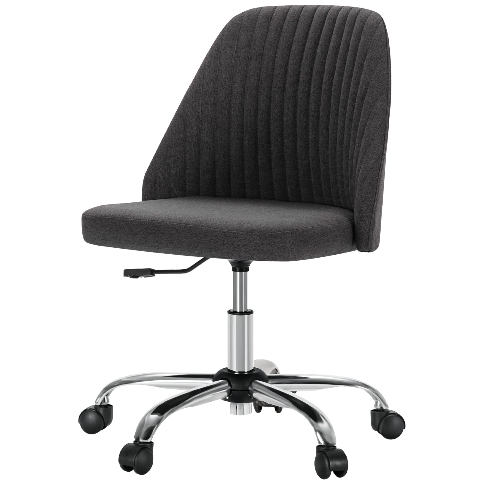 Sweetcrispy - Ergonomic Swivel Armless Office Chair with Curved Backrest, Height Adjustable Modern Desk Chair - Dark Gray