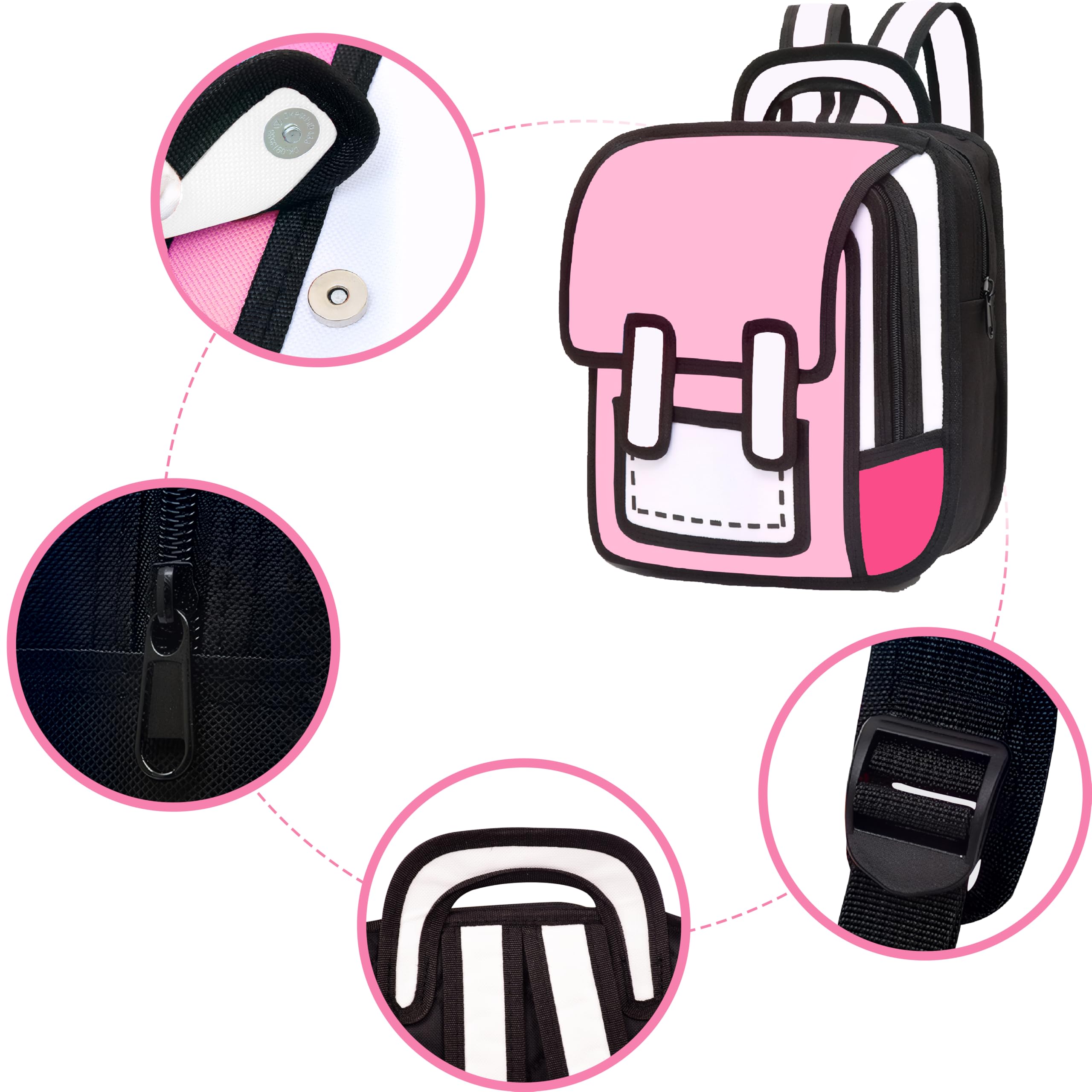 Alt View 2. Pacoar Cade - Backpack For Cute 2d Comic Paper Jump Bookbag Fun Weird School Schoolbag (pink  Small) - Yellow-Mini.