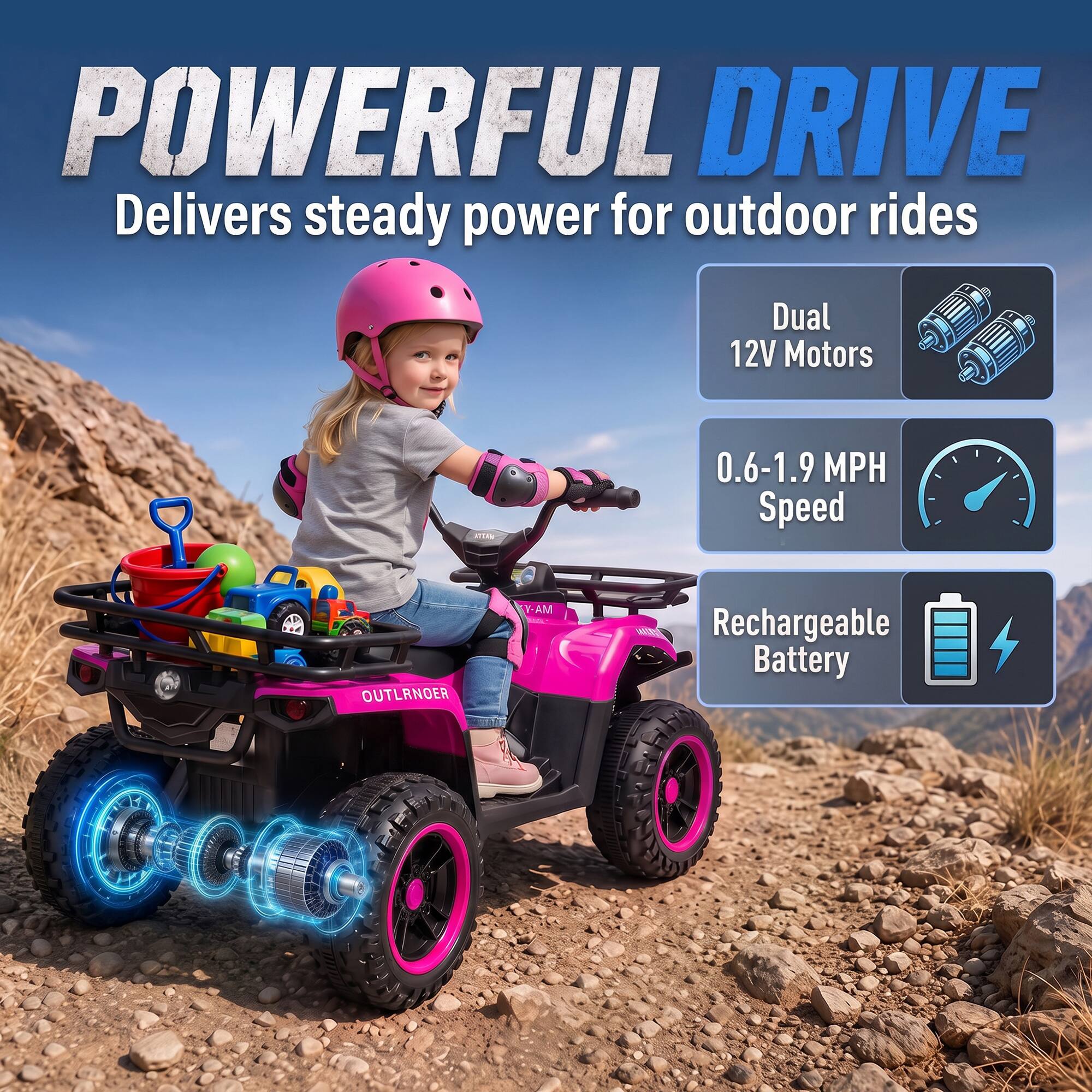Qaba Ride on ATV, 4 Wheeler for Kids with Dual Motors, Soft Start ...