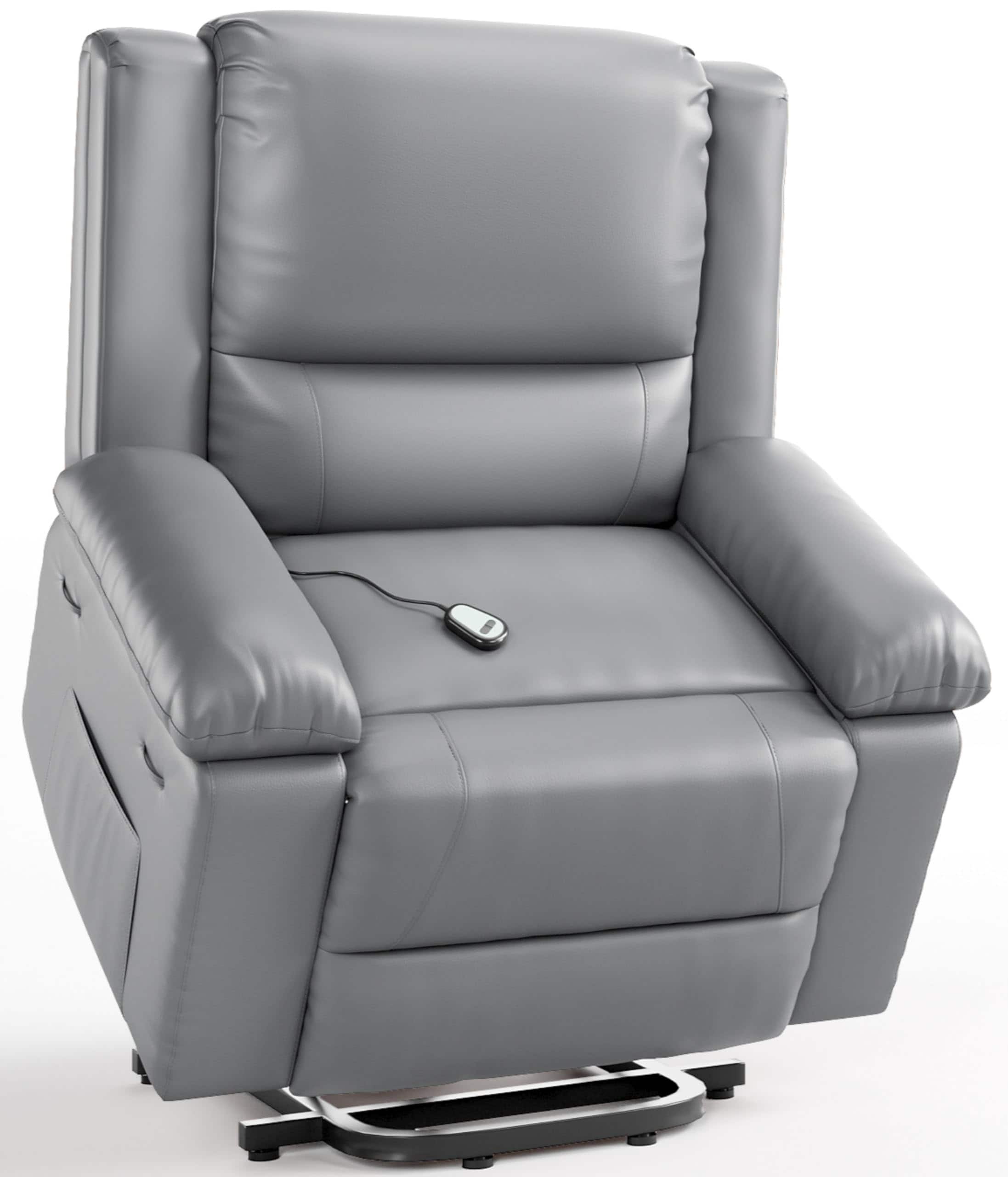 "Babevy - 37.4"" Wide Electric Power Lift Recliner with Heat and Massage, PU Leather Recliner Chair for Elderly - Gray" price history on PriceWatchPro